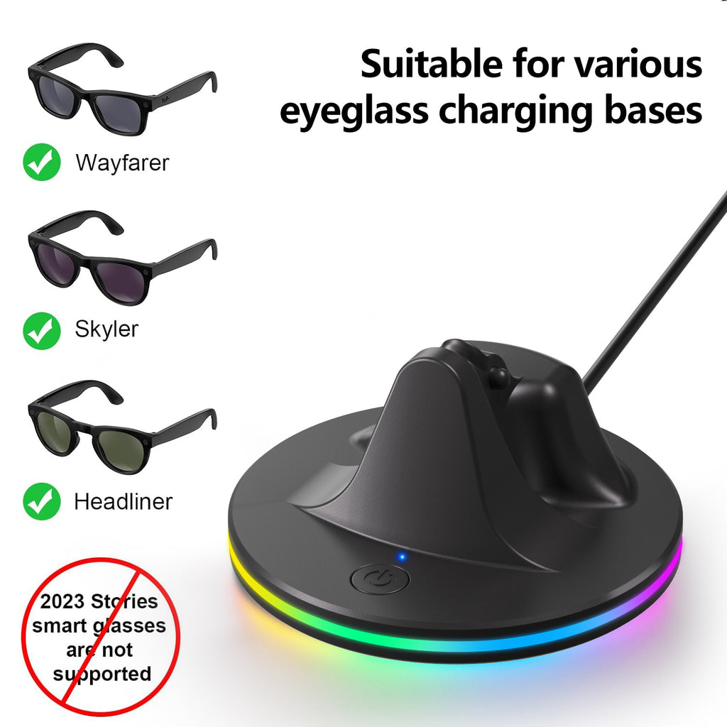 RGB Charging Dock & Storage Stand for Meta Ray-Ban Smart Glasses – AR Glasses Charging Station & Display Holder
