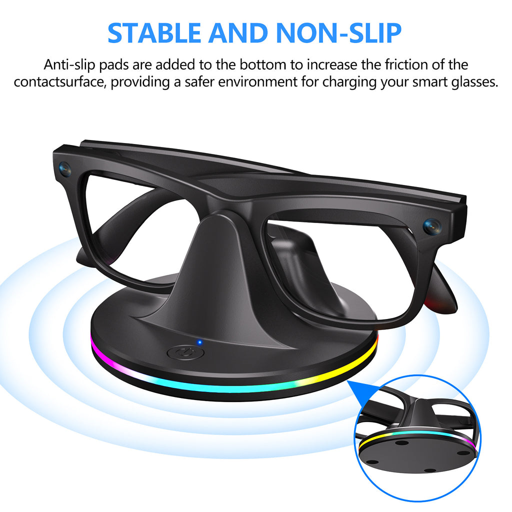 RGB Charging Dock & Storage Stand for Meta Ray-Ban Smart Glasses – AR Glasses Charging Station & Display Holder