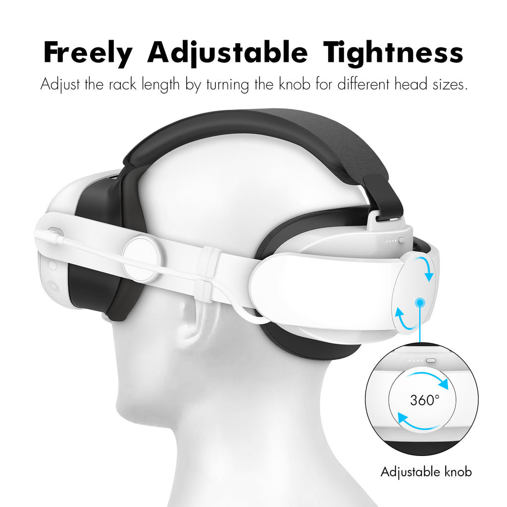 Rynfon Elite Battery Head Strap for Meta Quest 3 / Meta Quest 3S – 6000mAh Charging Head Strap Accessory for VR Headset